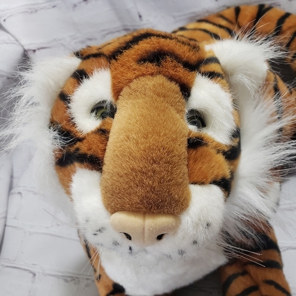 K&M International Tiger Plush 22x10 Large Stuffed Animal Toy Year 1991 - Picture 9 of 9